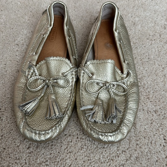 New Vintage 90’s Coach Metallic Gold Nadia Driving Loafers SZ: 6 - Picture 5 of 7